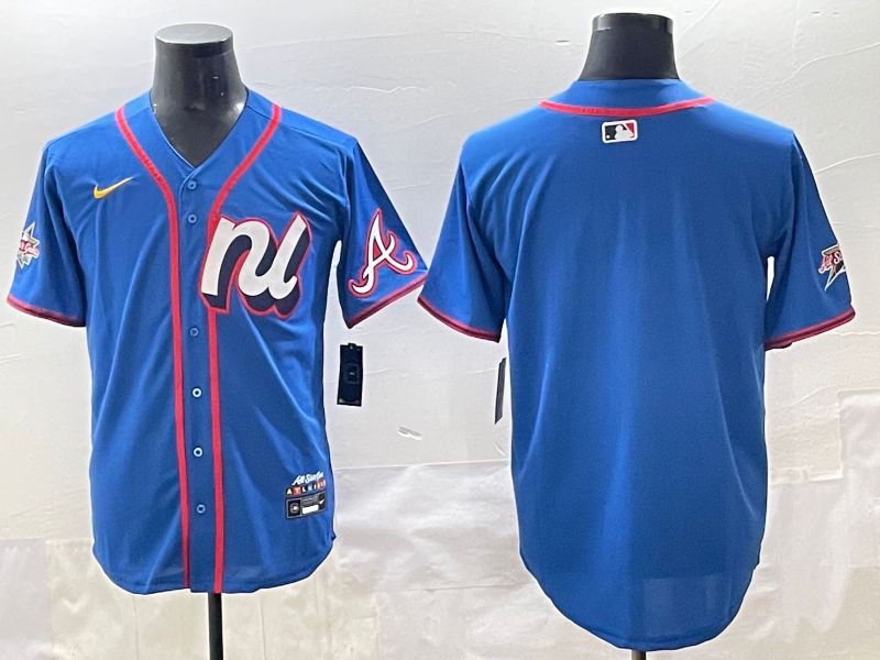 Men 2025 Atlanta Braves Blank Blue All star Blank Blue Nike MLB Jersey style 1->atlanta braves->MLB Jersey